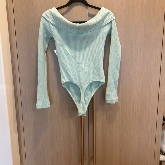 Free People Sky Blue Off-Shoulder Bodysuit - Picture 3 of 5
